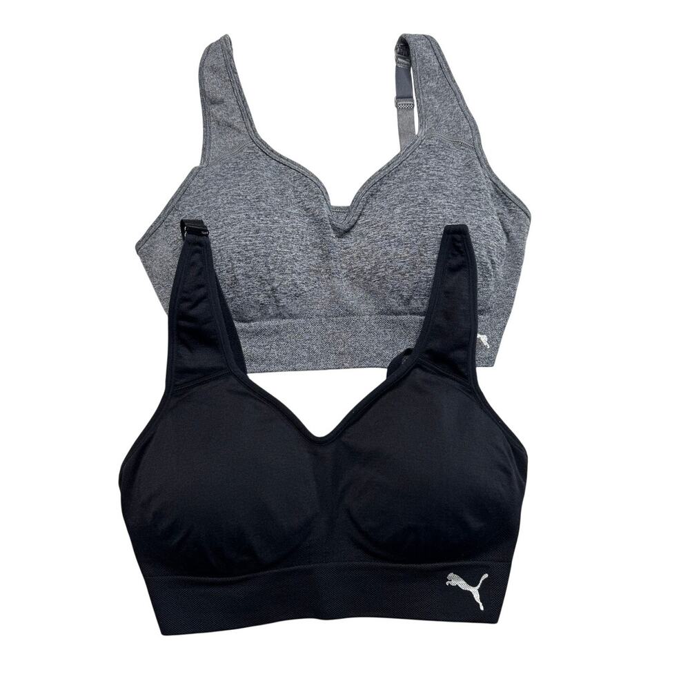 PUMA Performance Padded Sports Bra Set Black Gray Medium